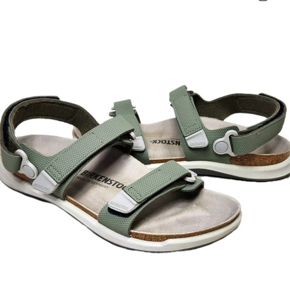 Birkenstock Shoes - Birkenstock Women's Kalahari Birko-Flor Sandals khaki green size 8